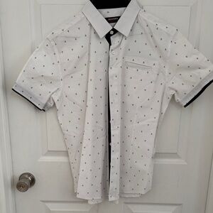 White Men's Shirt with Black Anchor Accents